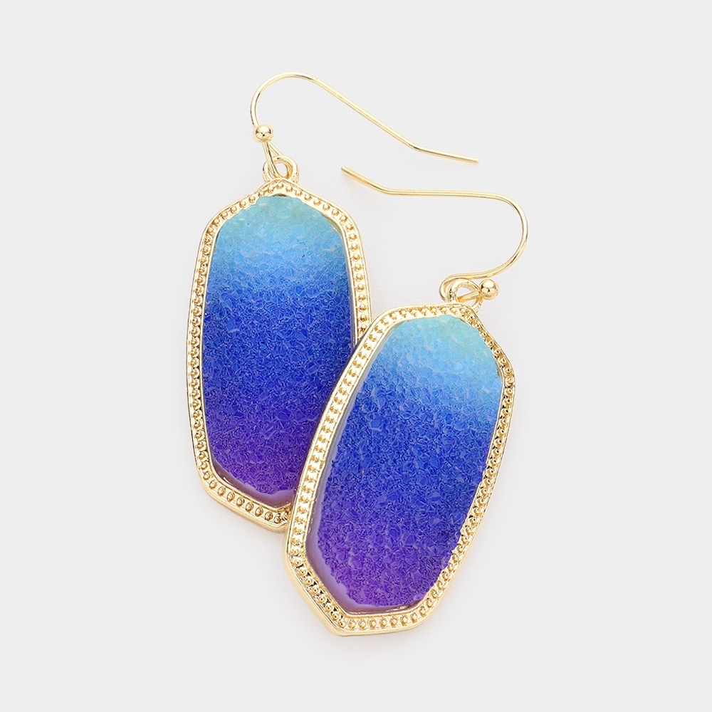 Ombré druzy hexagon earrings